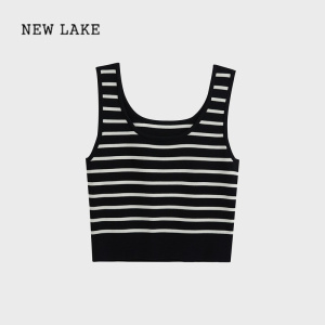 NEW LAKE冰丝黑白条纹小吊带背心女内搭夏季新款外穿短款修身辣妹抹胸上衣