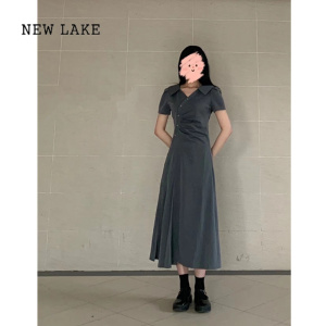 NEW LAKE2024年新款法式温柔175高个子连衣裙高级感气质小众a字裙长裙女