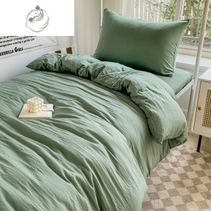 舒适主义学生宿舍床上三件套单人被子床上用品被套床单非四件套绿