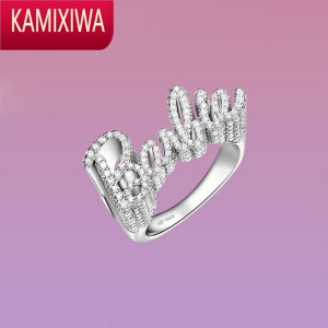 KAMIXIWA新款欧美英文芭比戒指s银女ins潮网红时尚创意设计潮指环饰品