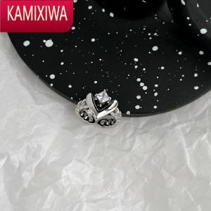 KAMIXIWA爱心链条戒指女时尚个性开口可调节食指戒设计小众高级感网红指环