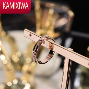 KAMIXIWA钛钢镀玫瑰金色食指戒指女款韩版戒子指环潮人流行网红装饰品