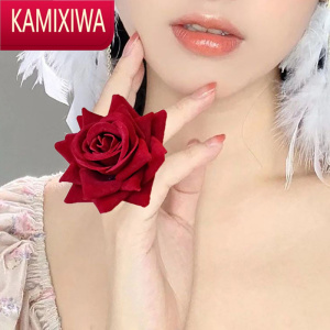 KAMIXIWA艺术考级玫瑰花朵指环手指花舞台表演道具网红拍照写花苞戒指花