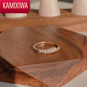 KAMIXIWA珍珠戒指食指指环女时尚设计感开口可调节个性网红简约冷淡风小众