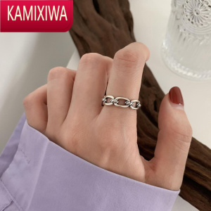 KAMIXIWA重工组合S银戒指时尚个性复古ins风做旧网红指环小众百搭