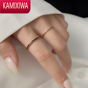 KAMIXIWA(2件套)不掉色戒指女ins冷淡风简约极细素圈精致小众轻奢食指戒