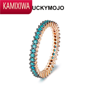 KAMIXIWA土耳其银戒指女镀金镶嵌绿松石食指戒小众设计