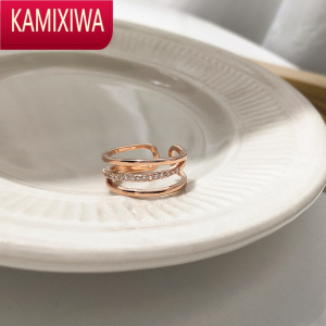 KAMIXIWA银戒指女小众设计高级感2022年新款潮轻奢玫瑰金开口食指戒