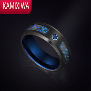 KAMIXIWA高级蓝色男士戒指潮流小众霸气时尚单身食指尾戒子个性锆石男指环
