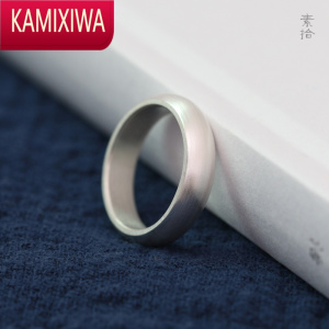 KAMIXIWA999银手工弧形素面情侣戒指刻字一对古风戒送男女朋友结婚礼物