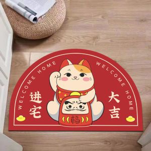 招财猫地垫可水洗入户门口卧室进门垫出入平安喜庆耐脏防滑脚垫子