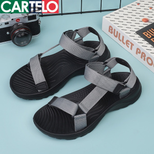[线下专柜同款]卡帝乐鳄鱼(CARTELO) 新款夏季透气凉鞋男休闲凉拖鞋男士沙滩鞋男