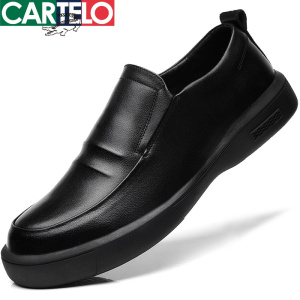 [线下专柜同款]卡帝乐鳄鱼(CARTELO)新款真皮潮流一脚蹬男鞋休闲皮鞋休闲鞋板鞋