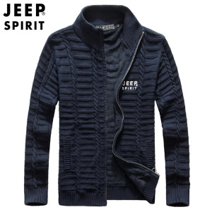 JEEP SPIRIT吉普男装纯棉开衫外套中青年春秋休闲百搭针织衫毛衣