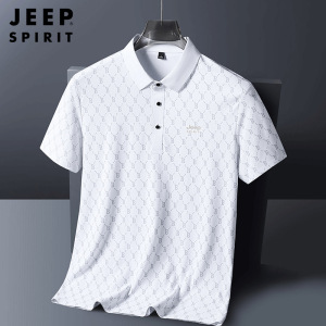 JEEP SPIRIT男士新款polo衫短袖冰丝翻领T恤夏季薄款休闲上衣7250