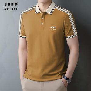 JEEP SPIRIT夏季短袖男士T恤中青年宽松翻领透气质量polo衫男装