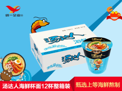 统一 汤达人海鲜杯面12杯整箱装 元气高汤精选原料方便美味