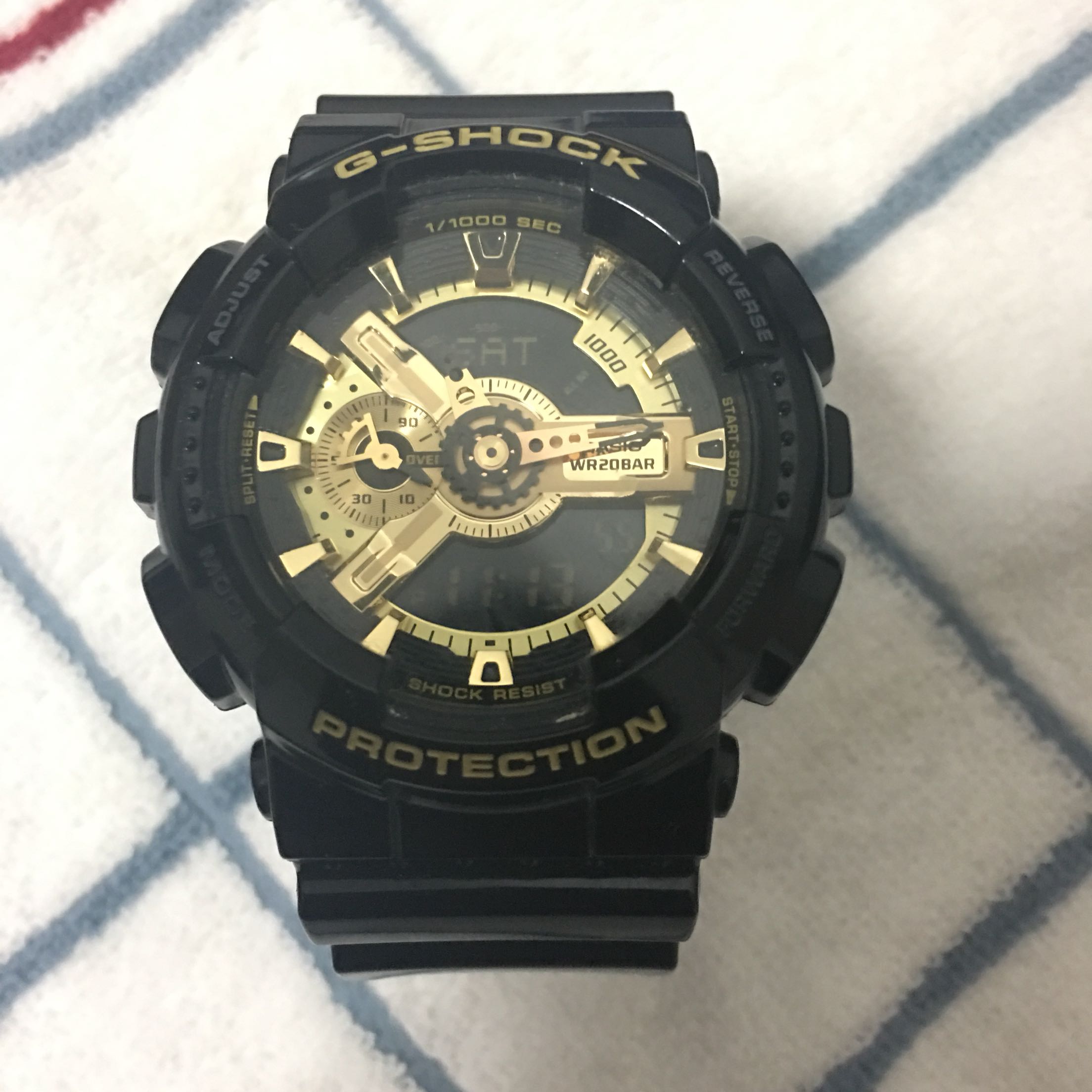 卡西欧 gshock 黑金腕表