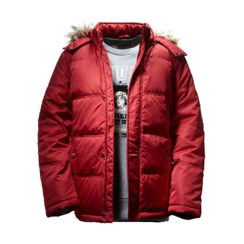 佐丹奴男装动感活力连帽羽绒服010716210012502(宝石红色/中码)