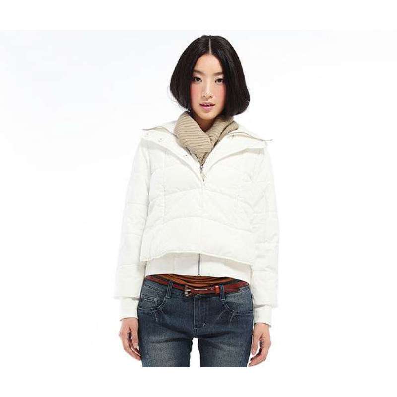 婉甸珠光感连帽短款棉服白色1104422120(S)