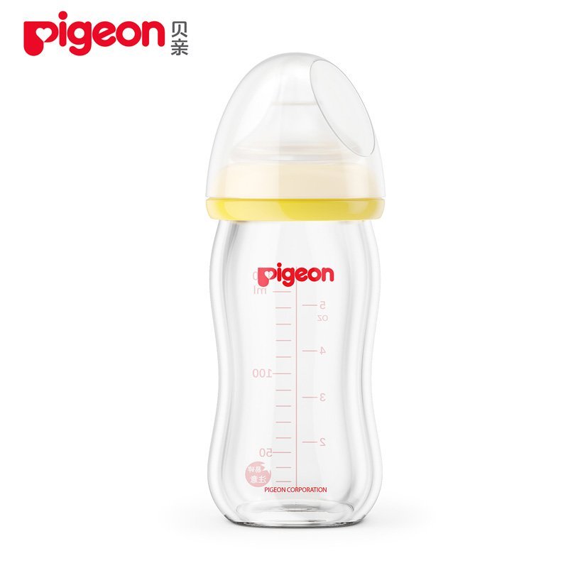 贝亲（Pigeon）自然实感宽口径玻璃奶瓶 160ml AA73（黄色）