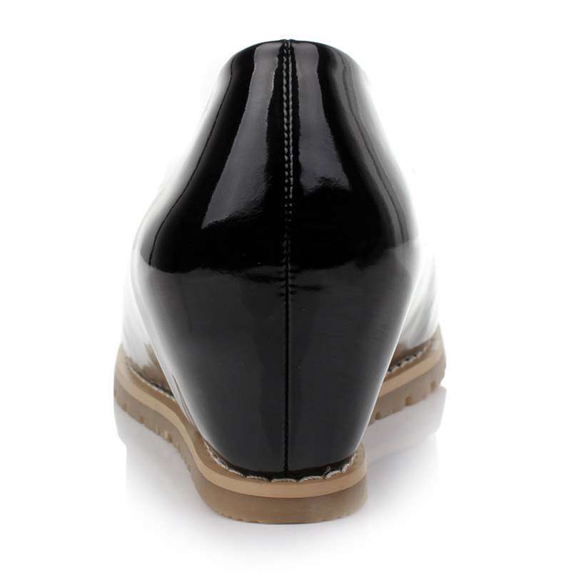 皇妹春季热卖新款漆皮糖果色坡跟内增高女单鞋 d120070 黑色 35码高清