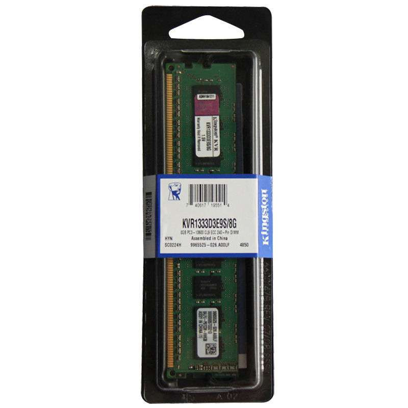 金士顿（kingston)4G DDR3 1333E 服务器内存 KVR1333D3E9S/4G