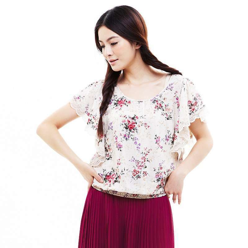 VANCL凡客诚品 Candy 森女系印花衬衫 浅卡其色 S