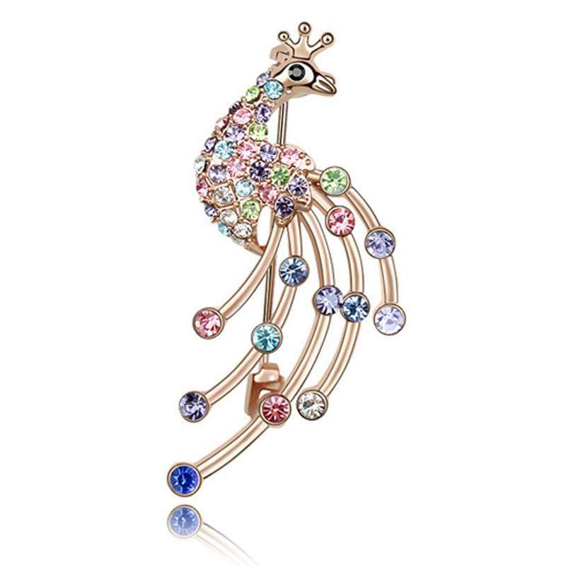 YOUR-D奥地利水晶胸针--孔雀精灵（彩色）