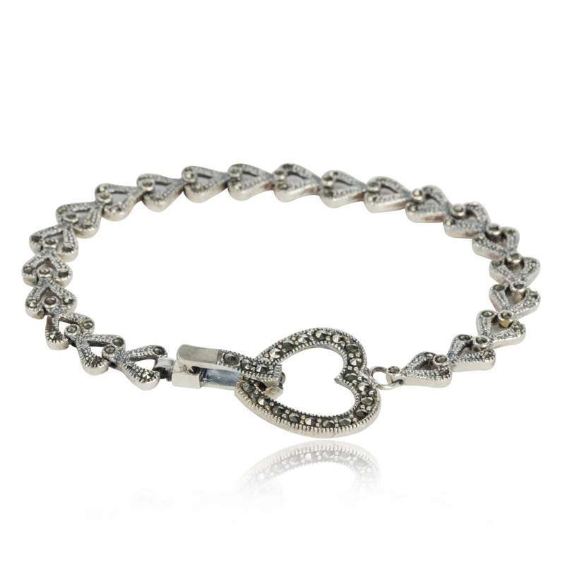 金陵十二钗 爱心纯银镶石手链hqhh0001