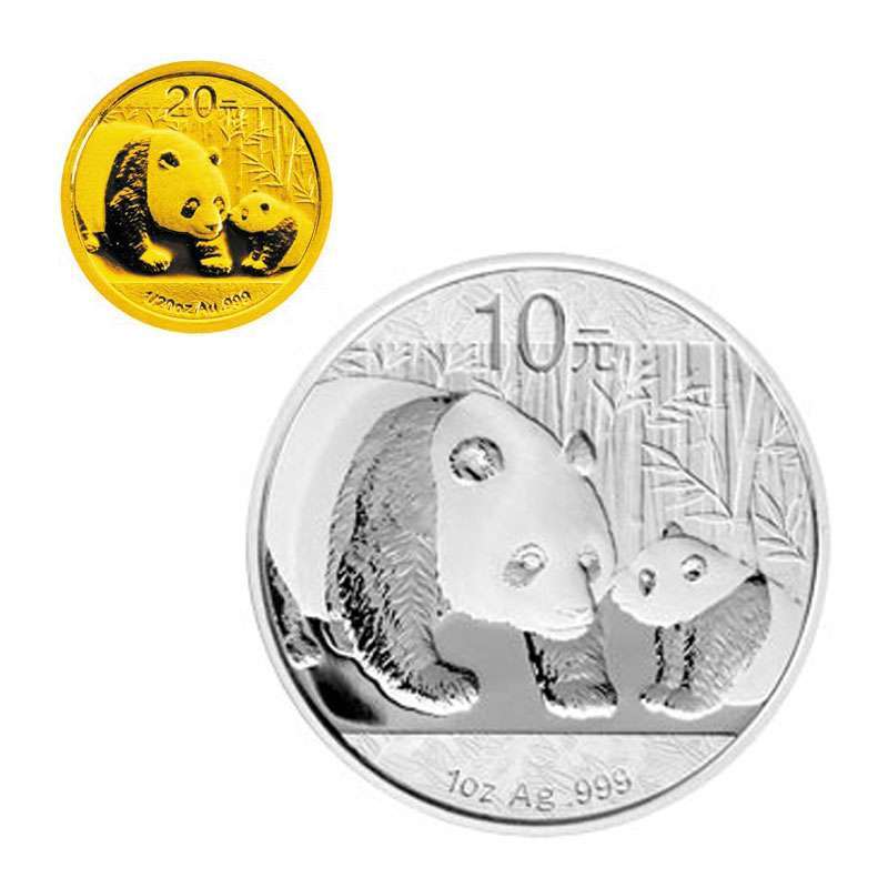 【中国金币】2011版熊猫金银纪念币套装（1/20盎司金+1盎司银）