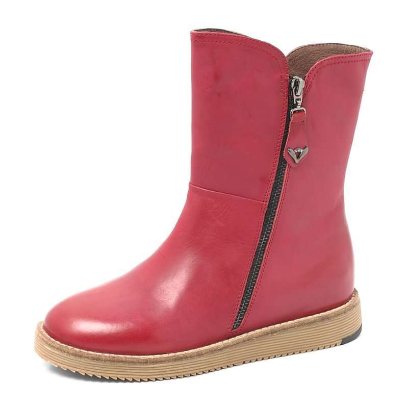 TATA/他她2012冬季红色牛皮女皮靴Y4081D红色38