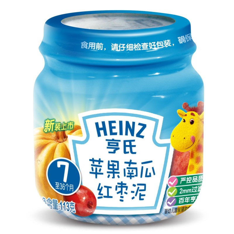 亨氏(Heinz)苹果南瓜红枣泥113g/瓶