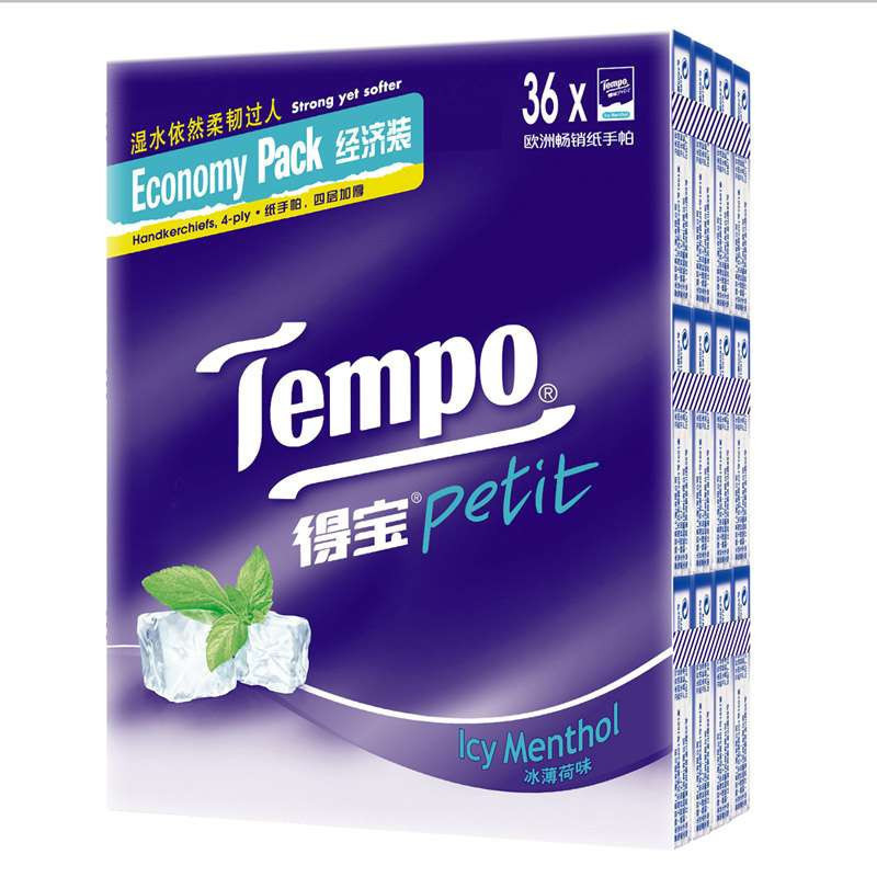 Tempo/得宝 迷你4层纸手帕*36包 冰薄荷味