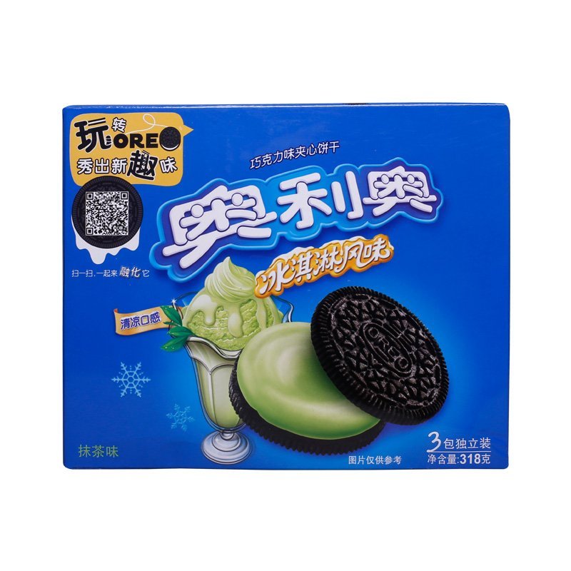 奥利奥冰淋夹心318g抹茶味家庭装