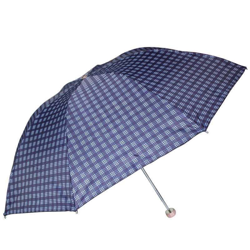 天堂339天格高密隐格聚酯纺三折超轻晴雨伞F藏青