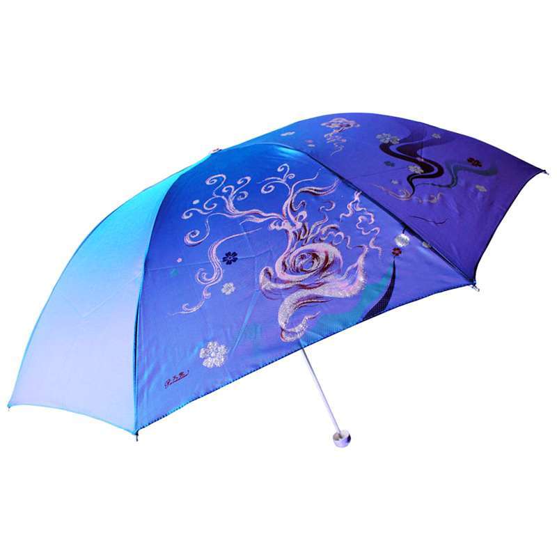 天堂307E闪银丝印变色闪光布晴雨伞紫罗兰
