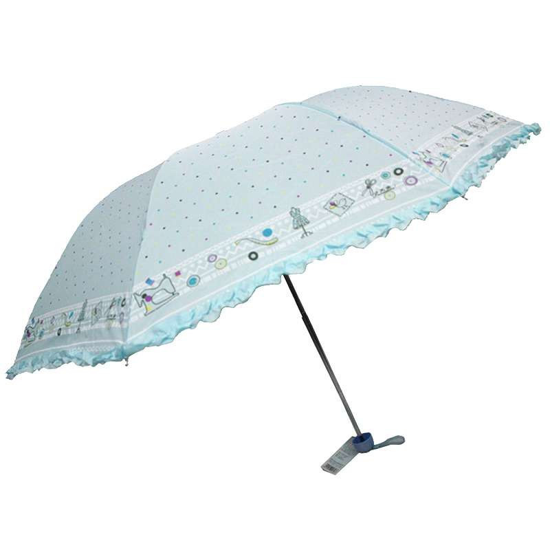 天堂304E心意点点高密碰击布晴雨伞蓝色