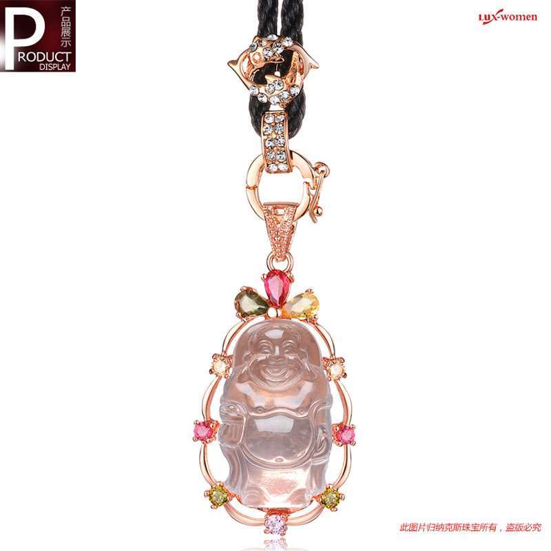 Lux-women-天然水晶吊坠-站佛(附权威鉴定证书 赠精美挂绳)
