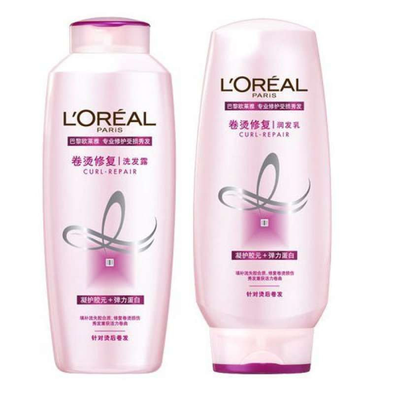 欧莱雅卷烫修复洗护套装（洗发露400ml+润发乳400ml)