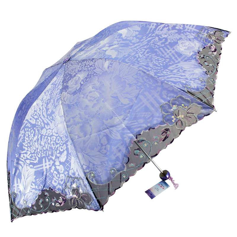天堂347E纳兰豹纹三折超轻晴雨伞紫罗兰
