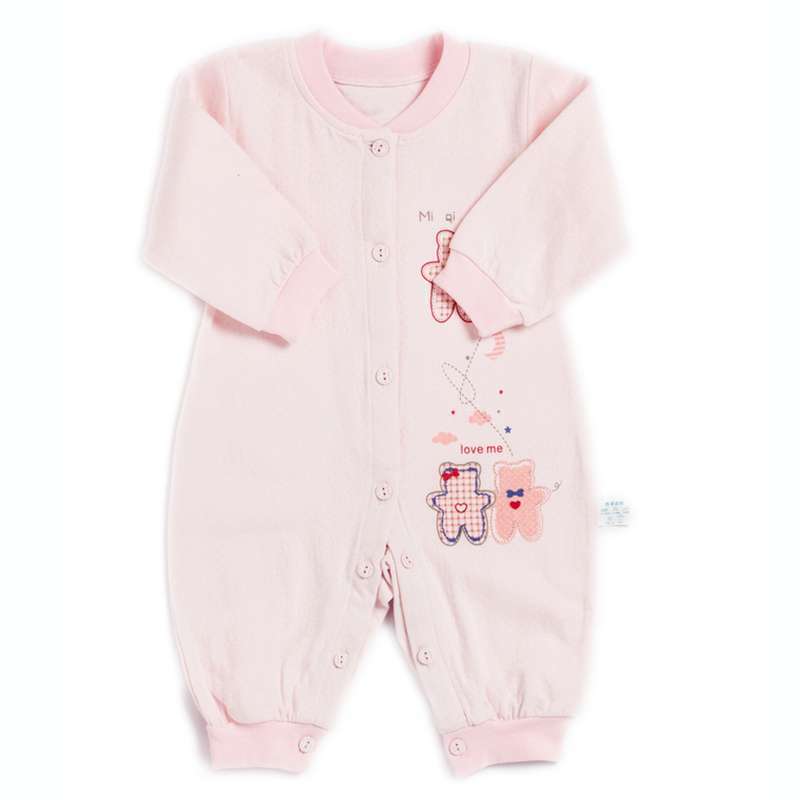 DFSDFDS美沁婴幼儿内衣本色loveme系列本色纯棉提花连体服2616粉色66/48