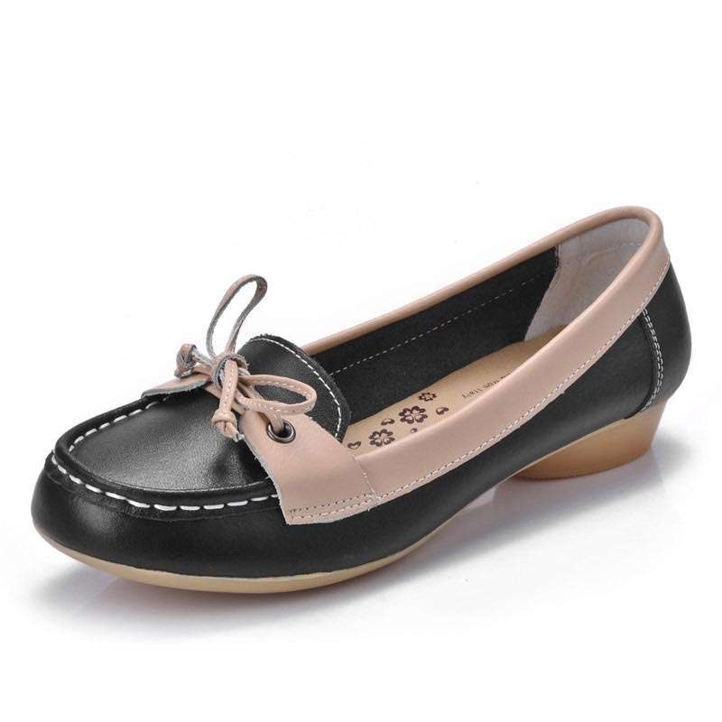 公羊淑优雅丽人拼色女士单鞋8066黑色35码