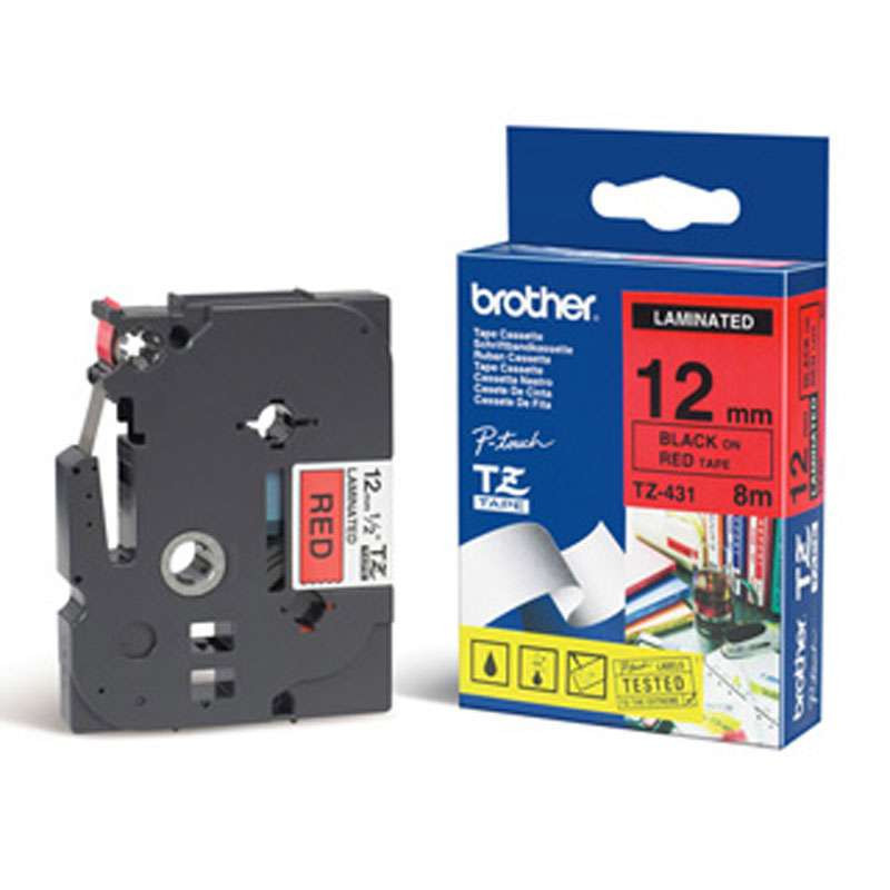 兄弟(brother)标签色带TZe-Z431 红底黑字 12mm 原装正品
