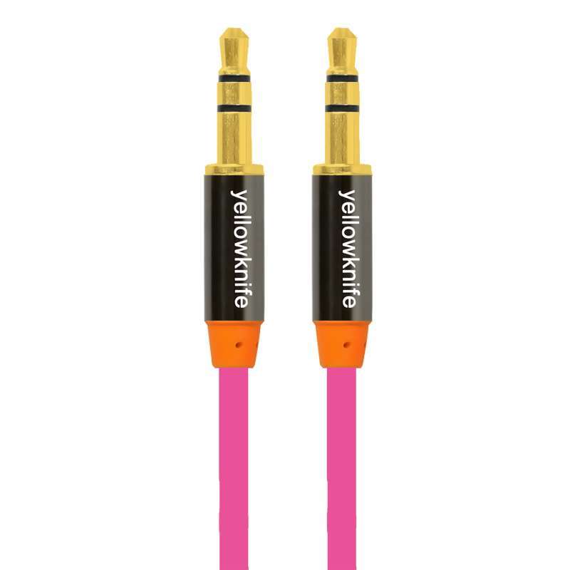 yellowknife黄刀YK-S104 3.5立体声音频线车用手机AUX连接线2米粉色