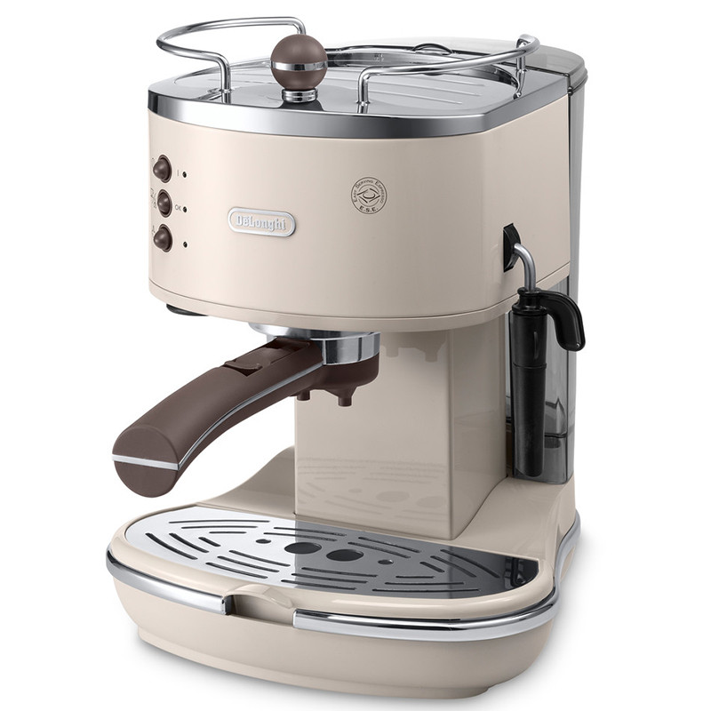 德龙(DeLonghi) ECO310（奶油白）泵压式咖啡机 家用商用意式半自动咖啡机 不锈钢锅炉 独立蒸汽系统