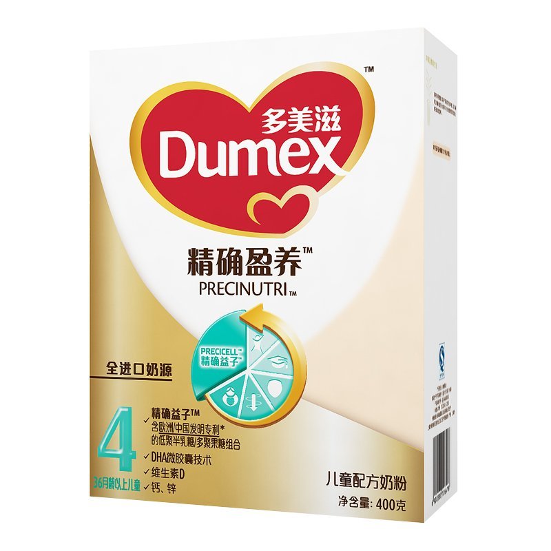 多美滋(Dumex)精确盈养4段（36个月以上）儿童配方奶粉400g 全进口奶源