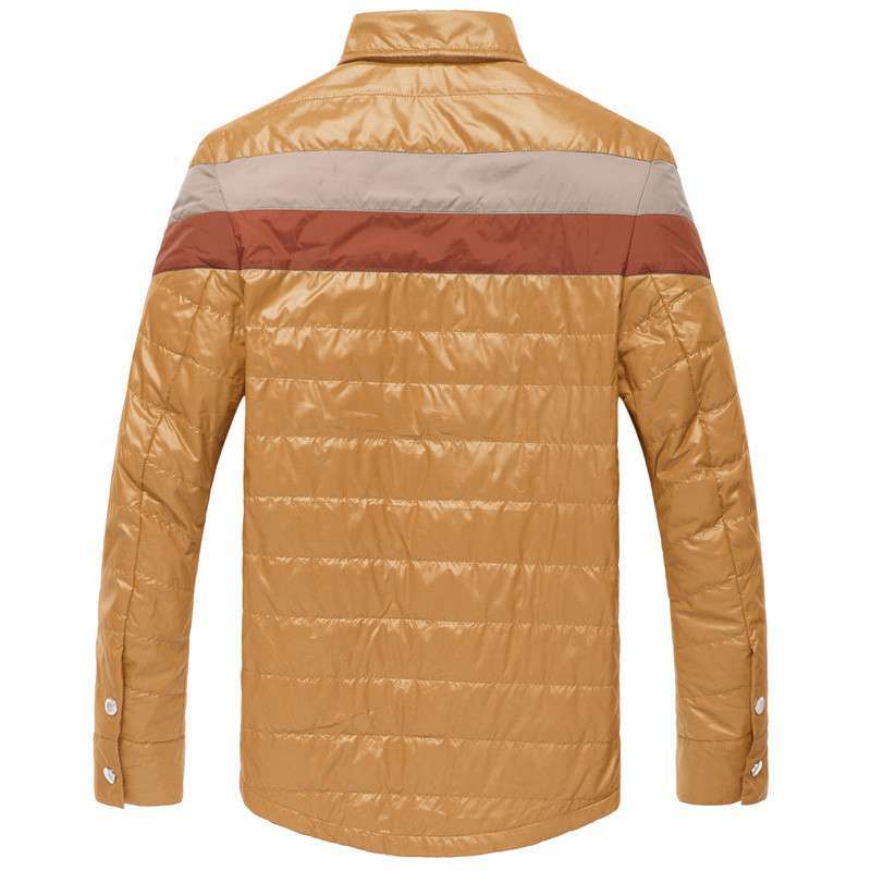 长袖男衬衫 加绒加厚男士衬衫男长袖衬衣保暖韩版休闲男装3077 土黄色