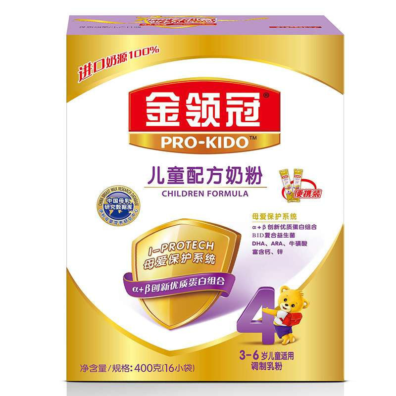 伊利 金领冠儿童配方奶粉4段(3-6岁儿童适用) 400克