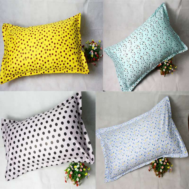 超市同步发售逸驰正品100%纯棉枕头套全棉一对双人枕套 心心点点绿 48*74cm